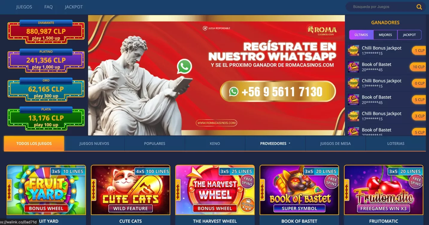 Un jugador gana un bote en ROMA Casino
